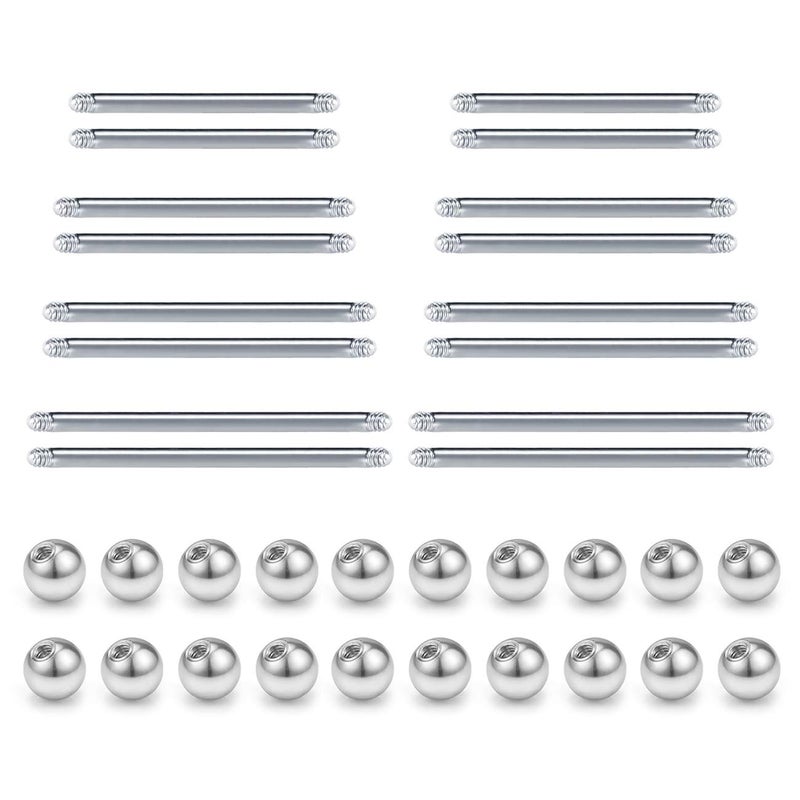 D.Bella Replacement Balls Surgical Steel Straight Bar Body Piercing Jewelry Barbell Parts 14G 12mm 14mm 16mm 18mm Bar - Image 1